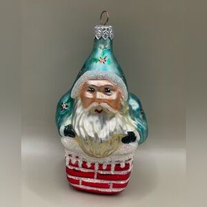 Vintage Christopher Radko DOWN THE CHIMNEY Santa Christmas 5” Ornament